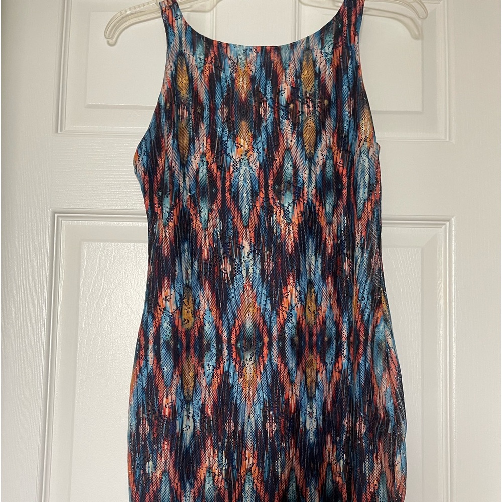 ZARA Trafaluc Multi-Colored Floral Overlay Sleeveless Dress. Size S